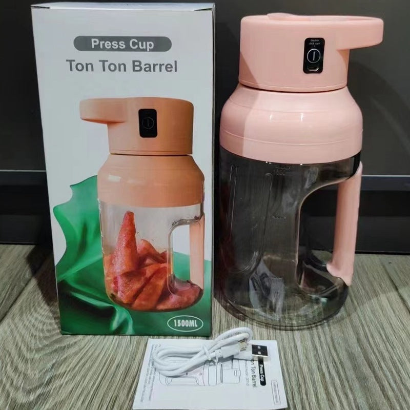 Shopi Vella portable electric juicer blender in pink with 1500ml capacity and USB charging cable