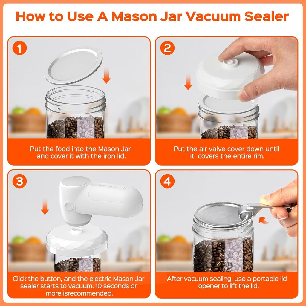 Step-by-step guide using portable food preservation machine Mason Jar Vacuum Sealer for food storage