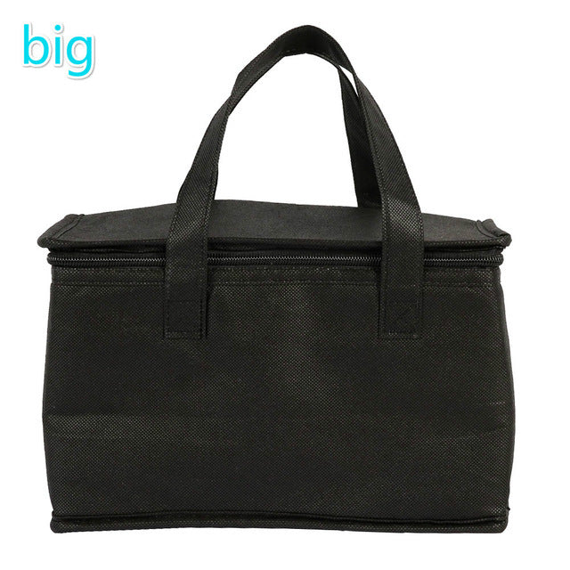 Shopi Vella big black portable insulated lunch bag with handles and zipper closure for home storage
