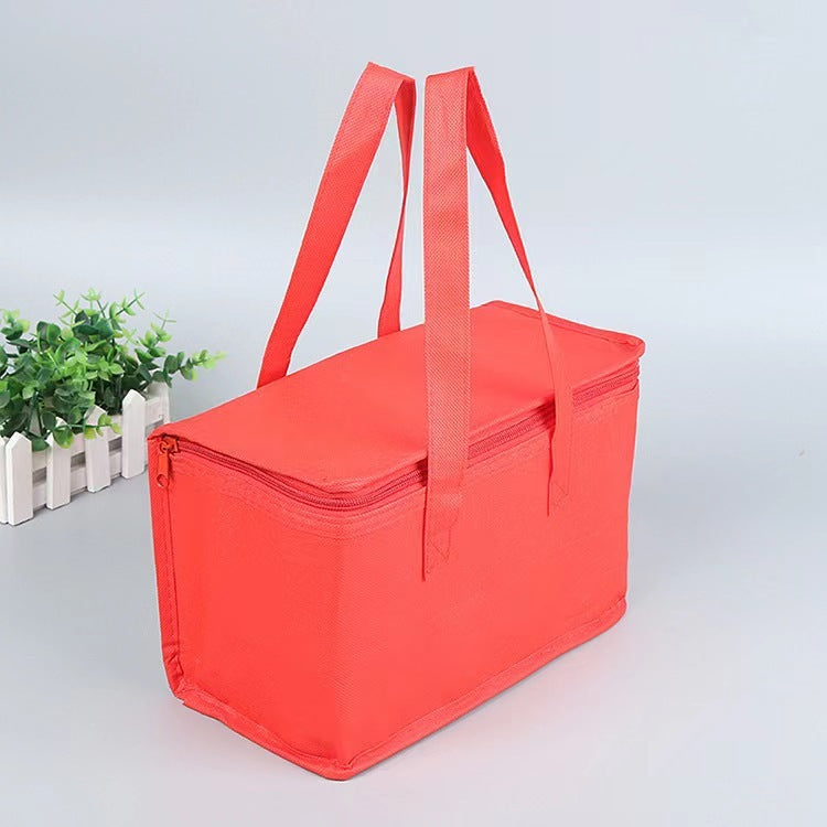 Shopi Vella red portable insulated lunch bag with zipper and dual handles for easy carrying