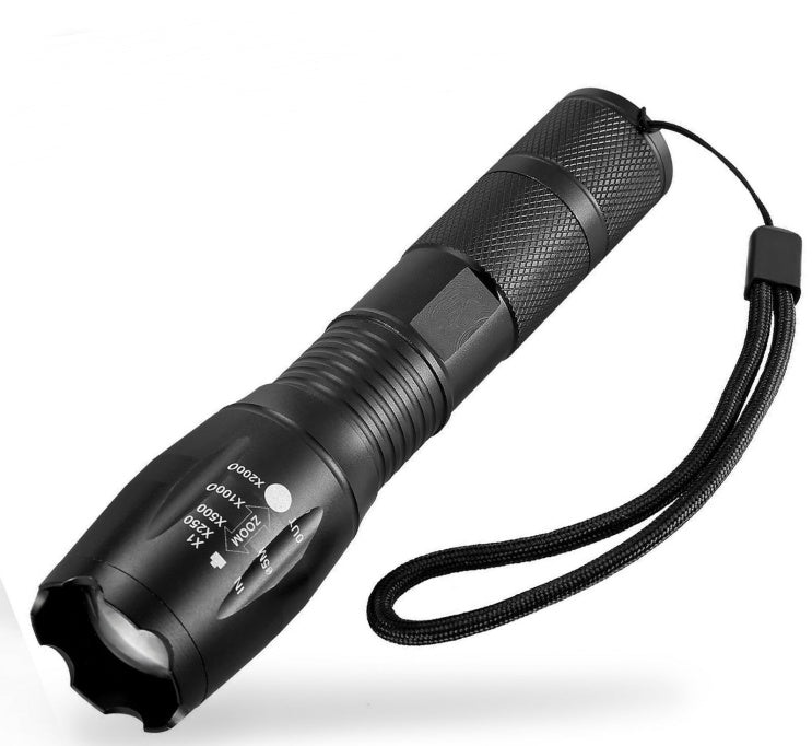 Shopi Vella portable mini LED flashlight with adjustable zoom and wrist strap for home storage