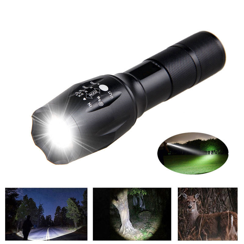 Shopi Vella portable mini LED flashlight with adjustable focus and powerful beam for outdoor use