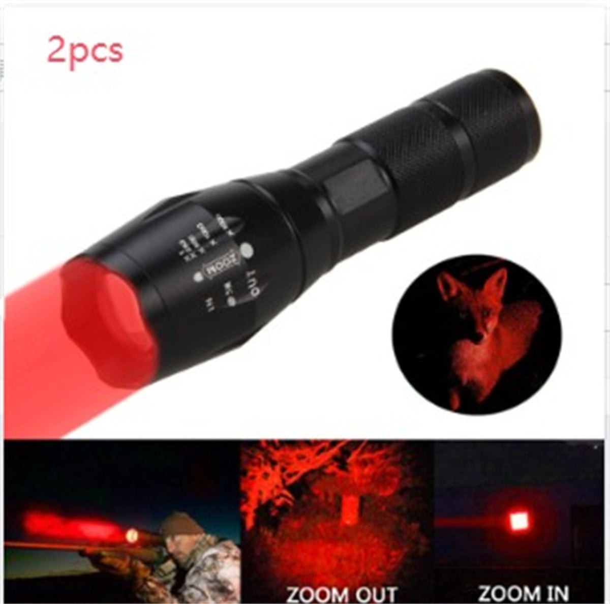 Shopi Vella portable mini LED flashlight in black with zoom in and zoom out features for outdoor use