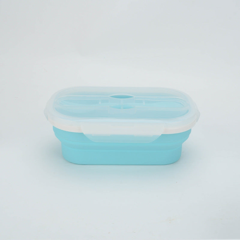 Shopi Vella portable silicone lunch box in light blue with clear lid for home storage