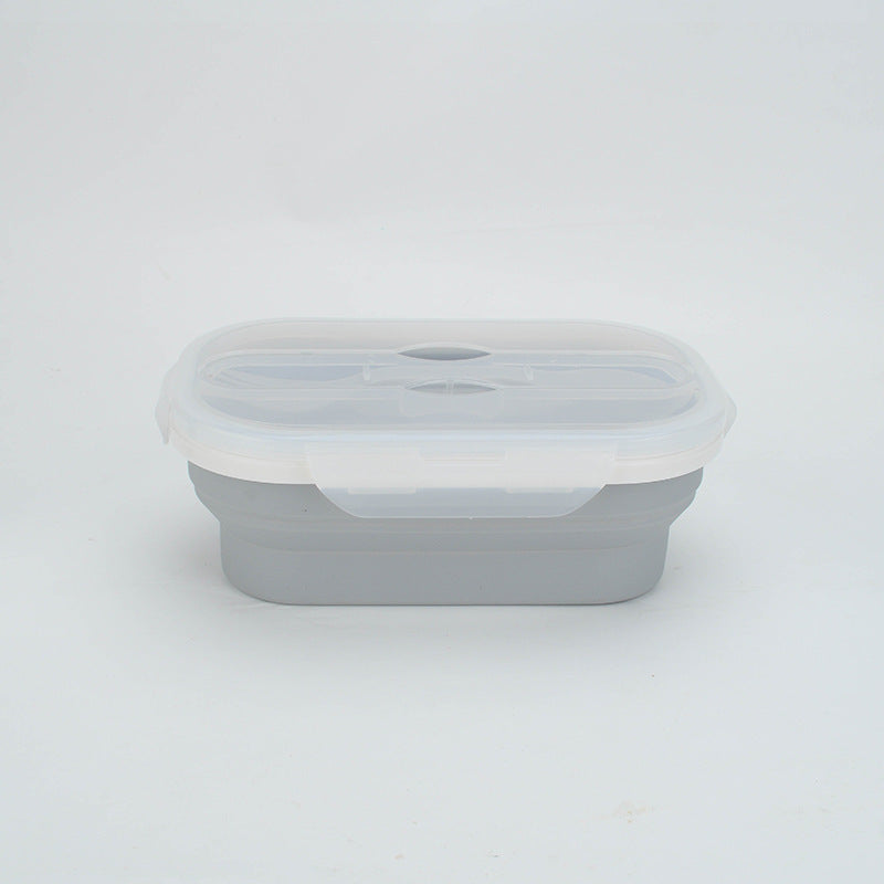 Shopi Vella portable silicone lunch box in gray with clear lid and secure locking clips