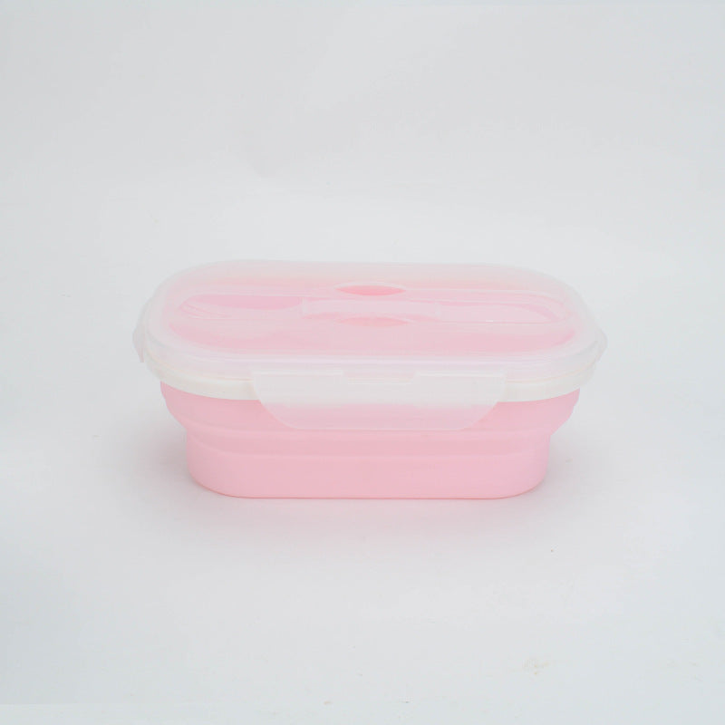 Shopi Vella portable silicone lunch box in pink with transparent lid and secure locking clips