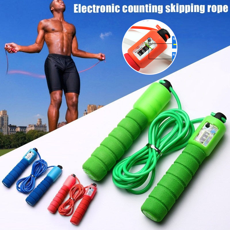 Shopi Vella portable sports training skipping rope with electronic counting in green, blue, and red handles