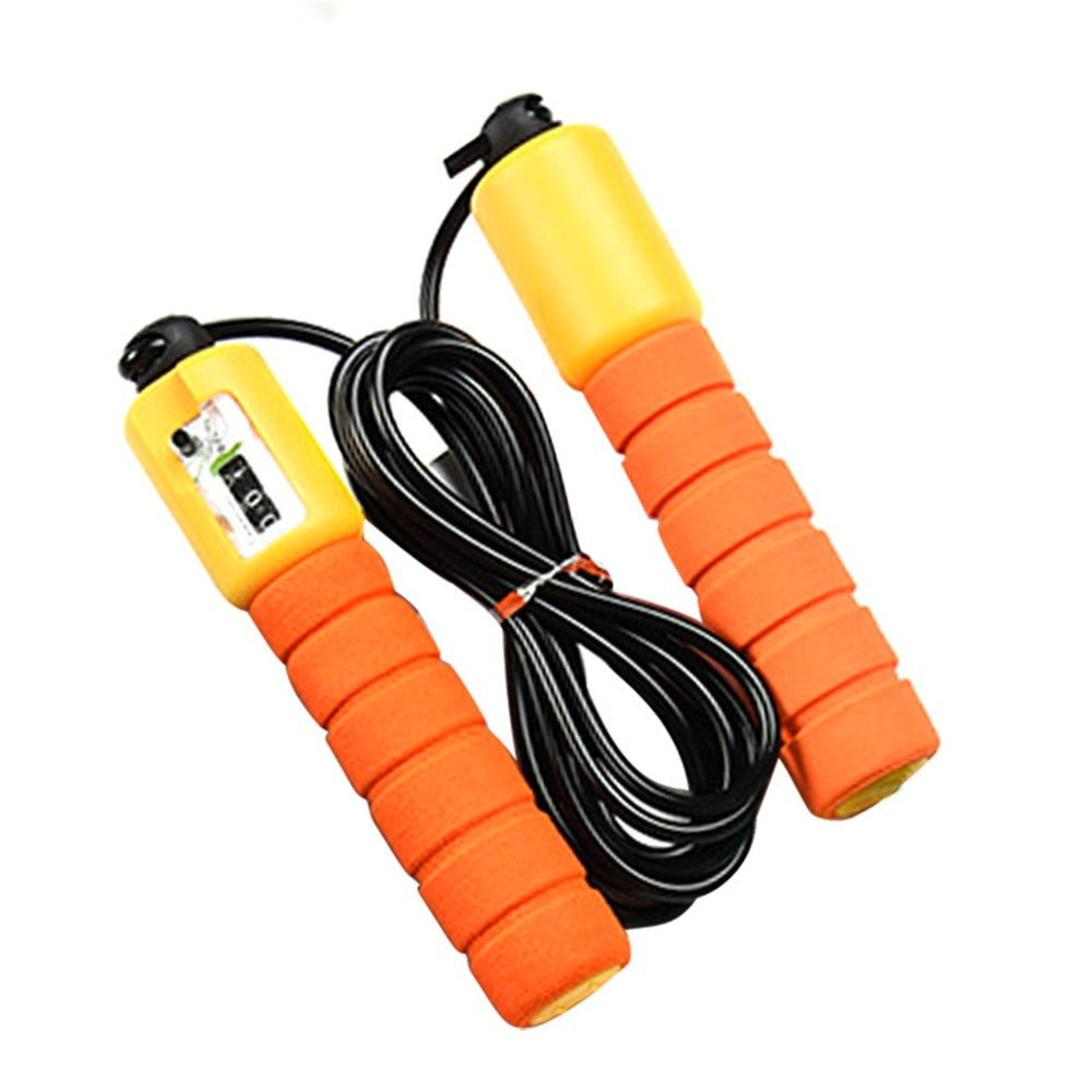 Shopi Vella portable sports training skipping rope with orange foam handles and black adjustable rope