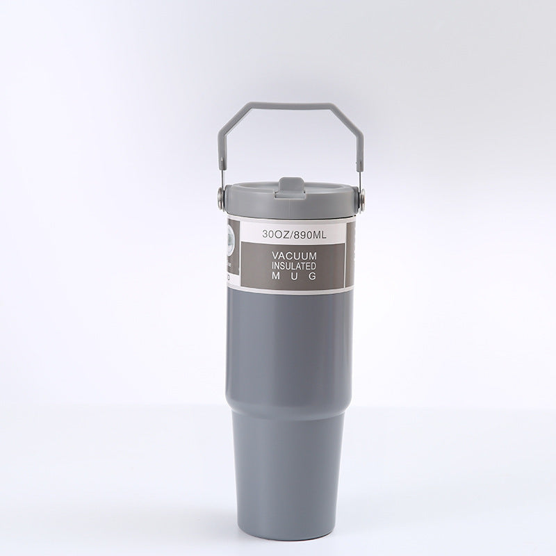 Shopi Vella portable stainless steel travel mug gray vacuum insulated 30oz 890ml with handle