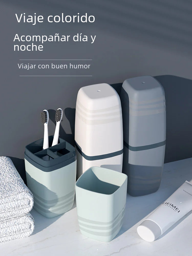 Portable toothbrush travel case set with toothbrush holder and protective covers in muted colors