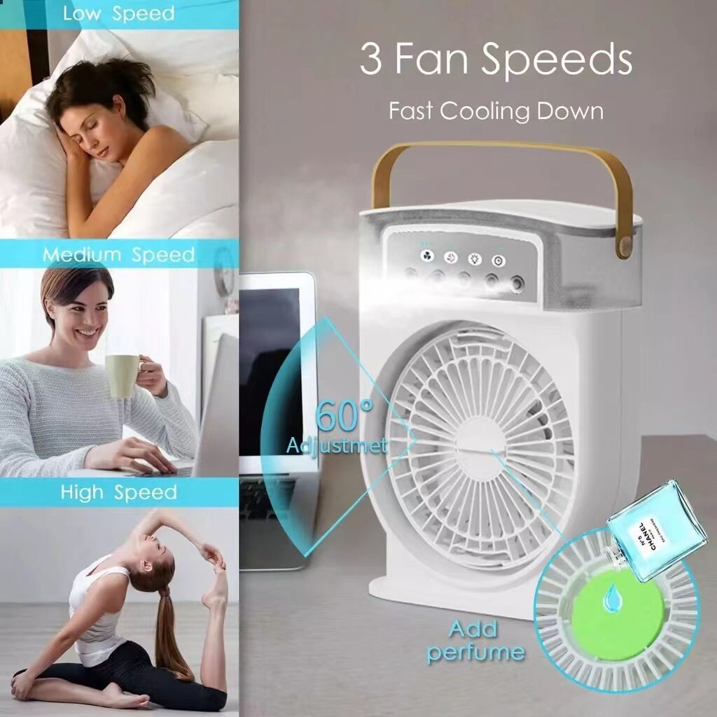 Shopi Vella portable USB air conditioner fan with 3 adjustable fan speeds and perfume feature