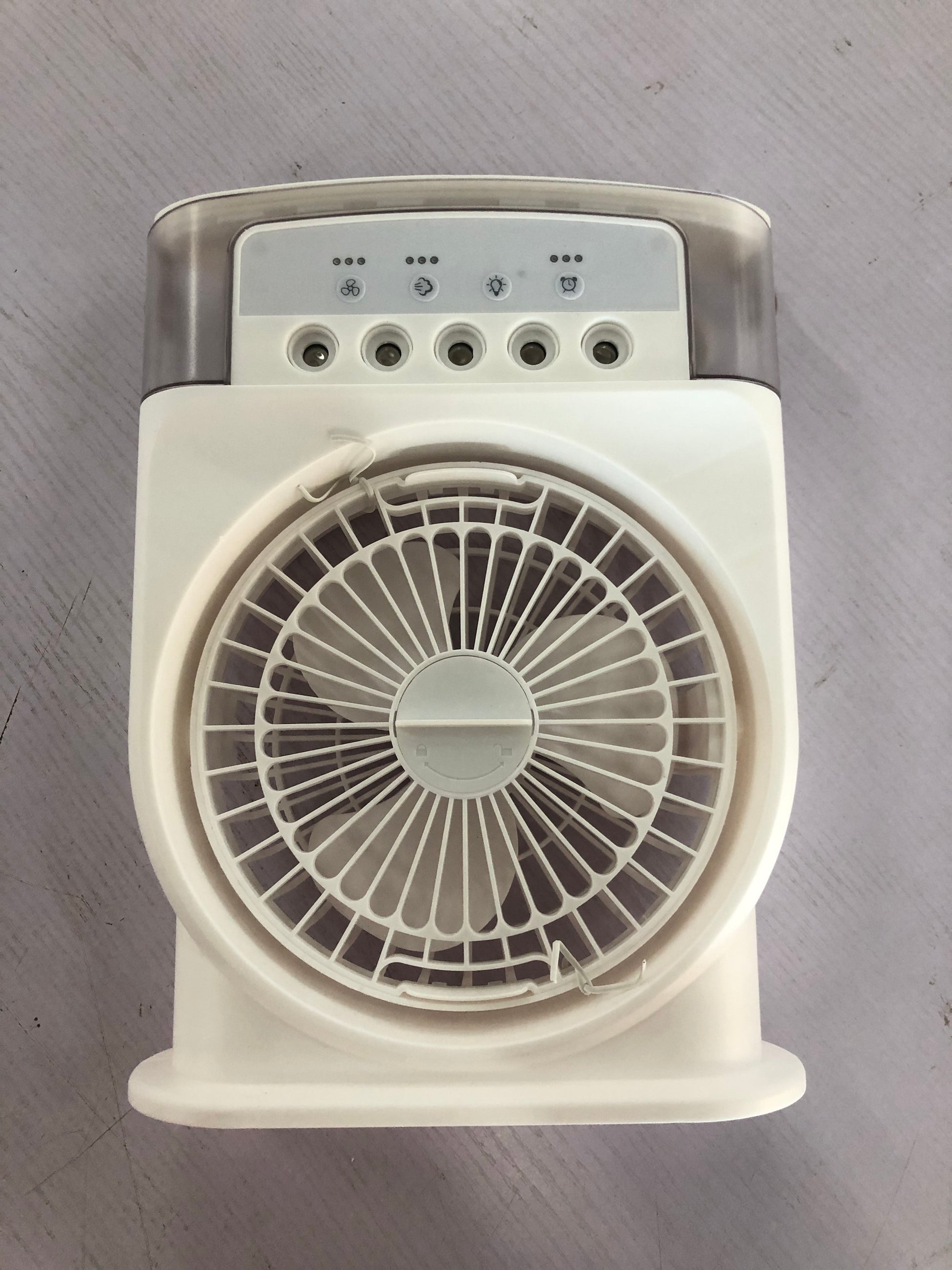 Shopi Vella portable USB air conditioner fan in white with front grille and control panel