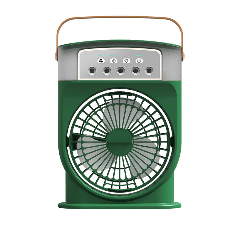 Shopi Vella green portable USB air conditioner fan with front grill and control buttons