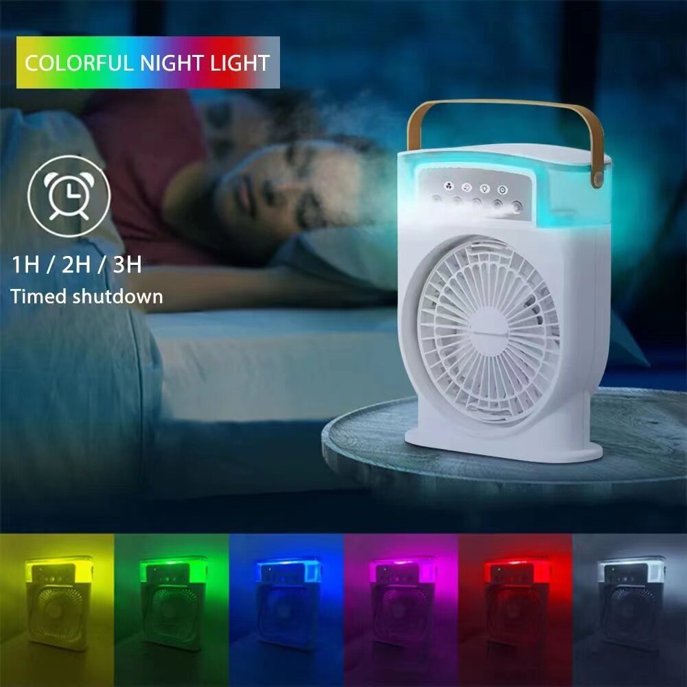 Shopi Vella portable USB air conditioner fan with colorful night light and timed shutdown feature