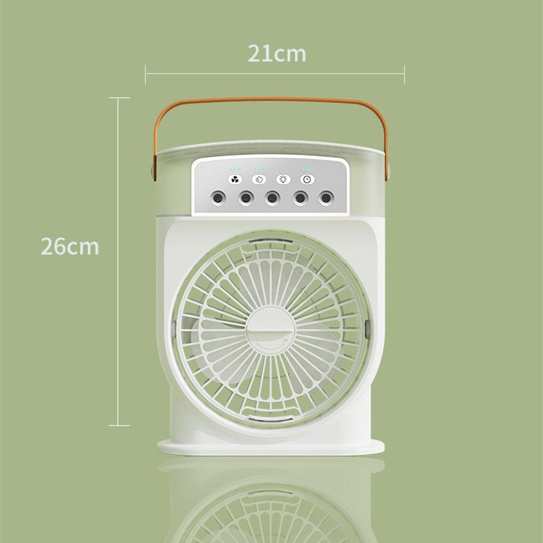 Shopi Vella portable USB air conditioner fan in white with control buttons and leather handle