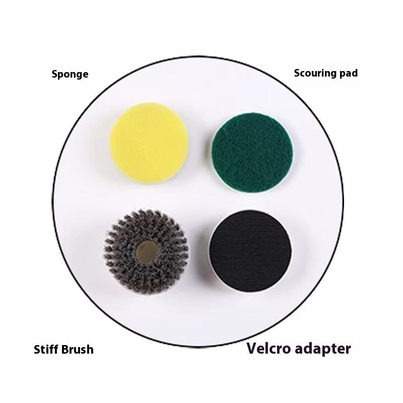 Waterproof electric pot cleaning tool replacement pads including sponge, scouring pad, stiff brush, and velcro adapter