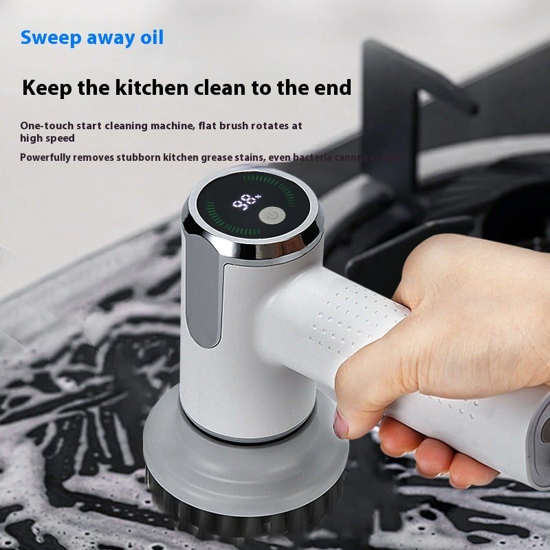 Shopi Vella waterproof electric pot cleaning tool with flat rotating brush cleaning kitchen stove