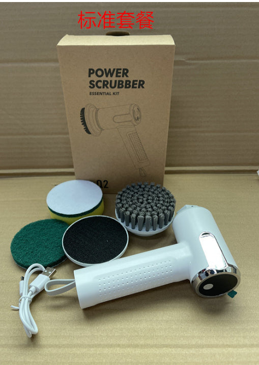 Shopi Vella waterproof electric pot cleaning tool with multiple scrubber heads and USB charging cable