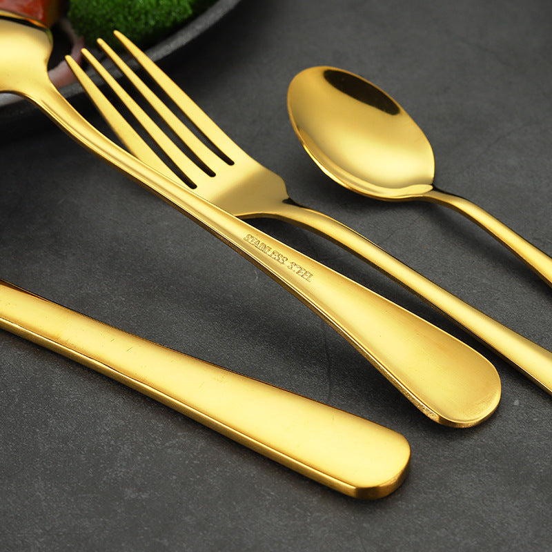 Shopi Vella gold stainless steel knives and forks set showcasing premium dinnerware for entertaining