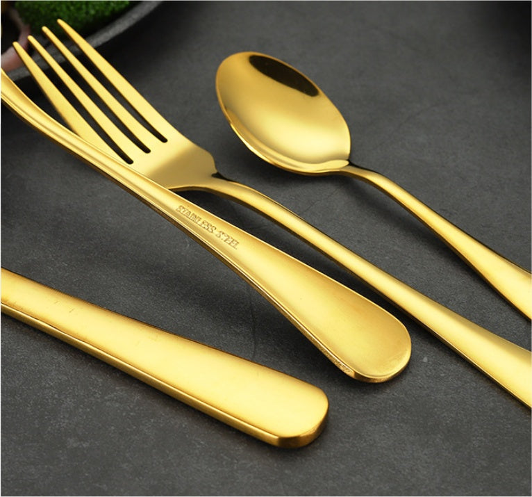 Shopi Vella gold stainless steel knives and forks premium dinnerware for entertaining set