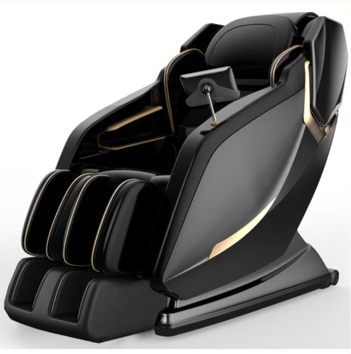 Shopi Vella zero gravity massage chair with heat in sleek black and gold design for ultimate relaxation
