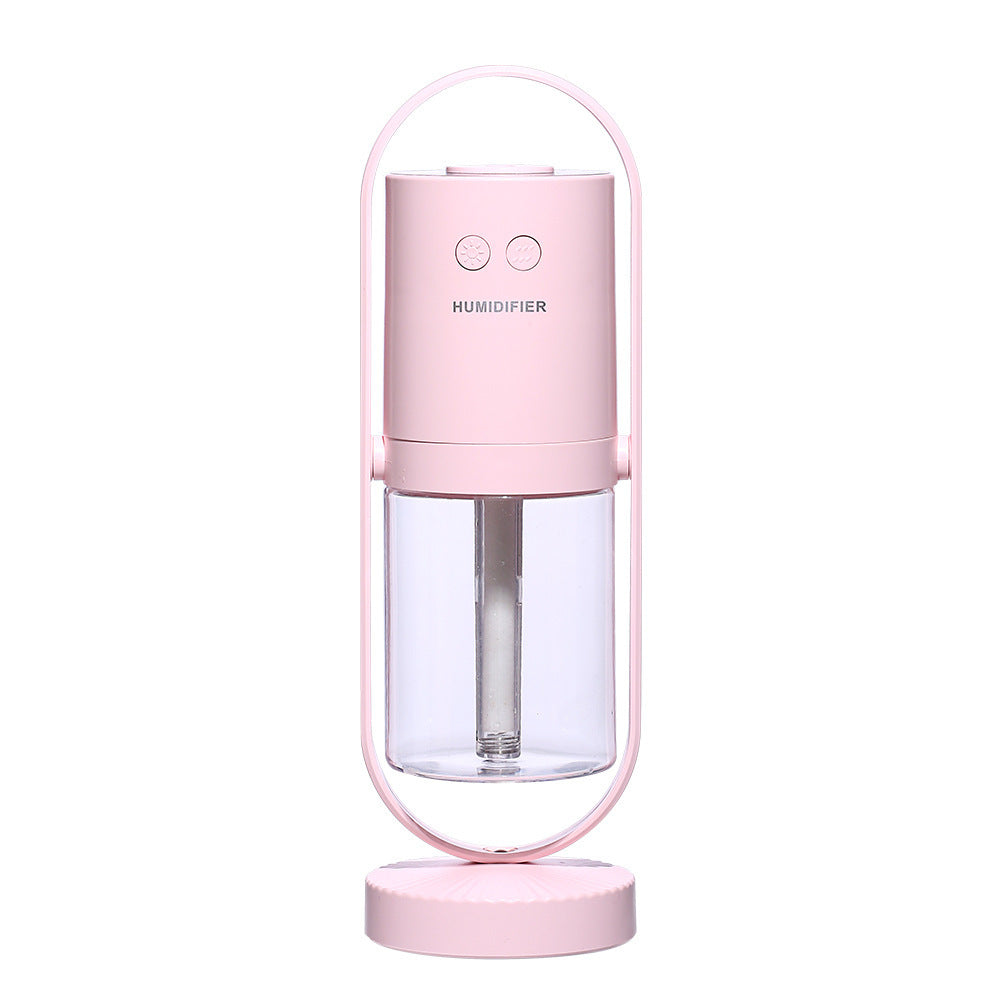 Shopi Vella pink projection night light humidifier for bedroom with transparent water tank and handle