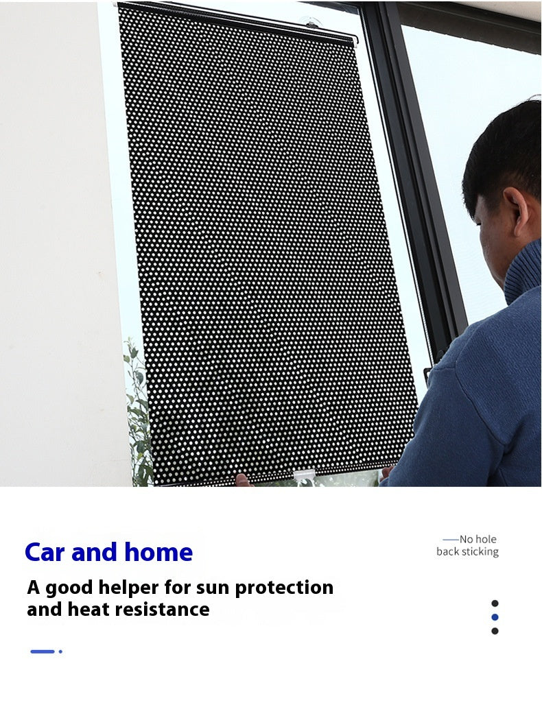Shopi Vella punch-free balcony shutter black curtain installed for sun protection and heat resistance
