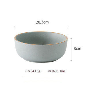 Shopi Vella pure color ceramic plate bowl in muted green with 20.3 cm diameter and 8 cm height