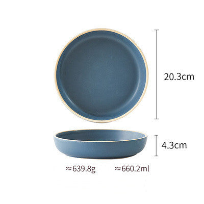 Shopi Vella pure color ceramic plate in blue with 20.3 cm diameter and 4.3 cm height