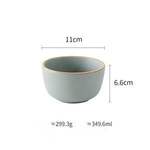 Shopi Vella pure color ceramic plate bowl in muted green with 11cm diameter and 6.6cm height