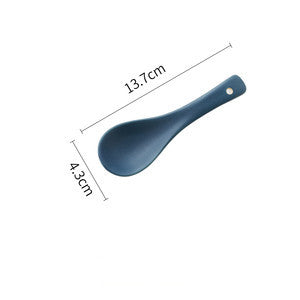 Shopi Vella pure color ceramic plate spoon in blue with dimensions 13.7cm by 4.3cm