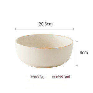Shopi Vella pure color ceramic plate bowl in beige with 20.3 cm diameter and 8 cm height