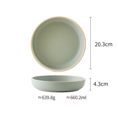 Shopi Vella pure color ceramic plate in muted green with 20.3 cm diameter and 4.3 cm height