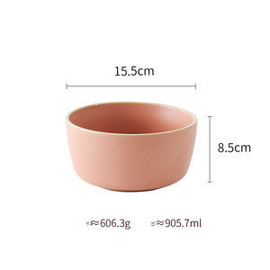 Shopi Vella pure color ceramic plate in pink round bowl with 15.5cm diameter and 8.5cm height