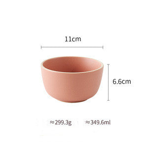 Shopi Vella pure color ceramic plate bowl in pink with 11cm diameter and 6.6cm height