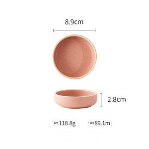 Shopi Vella pure color ceramic plate in pink with 8.9cm diameter and 2.8cm height for dinnerware