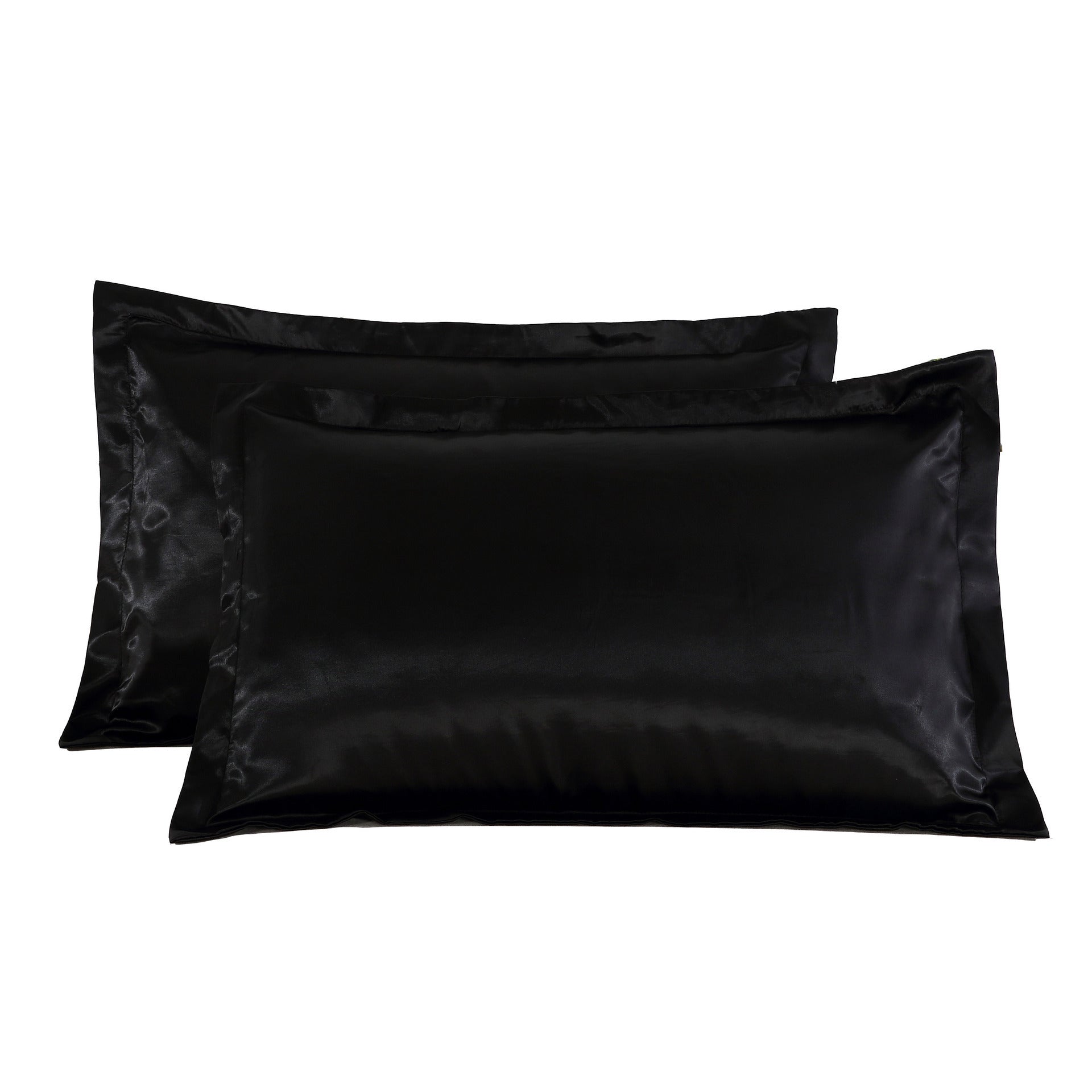 Shopi Vella black pure silk pillow case set with smooth and shiny texture for luxury comfort