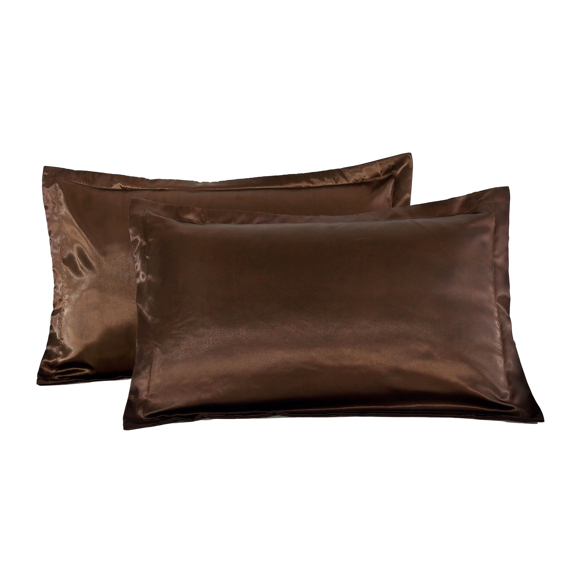 Shopi Vella pure silk pillow case set in rich brown color with smooth, shiny texture