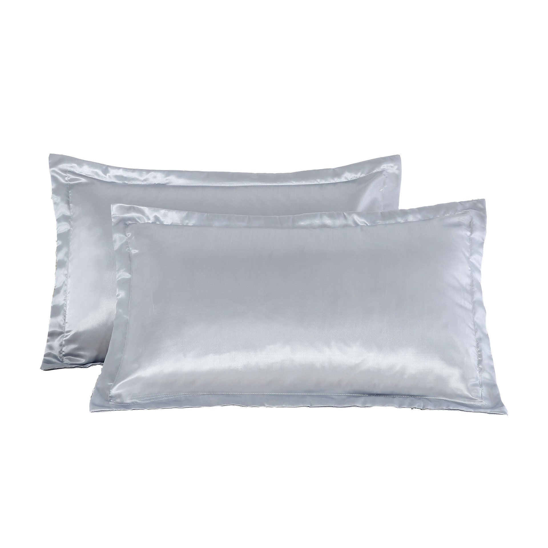 Shopi Vella pure silk pillow case set in light gray with smooth and shiny texture