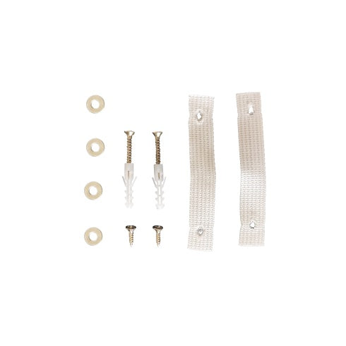 Mounting accessories including screws washers plastic anchors and straps for PVC shoe rack with drawers