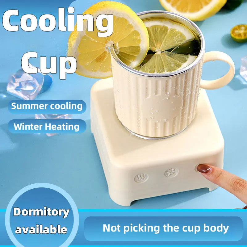 Shopi Vella quick beverage ice maker machine cooling cup with lemon slices on top and touch control base