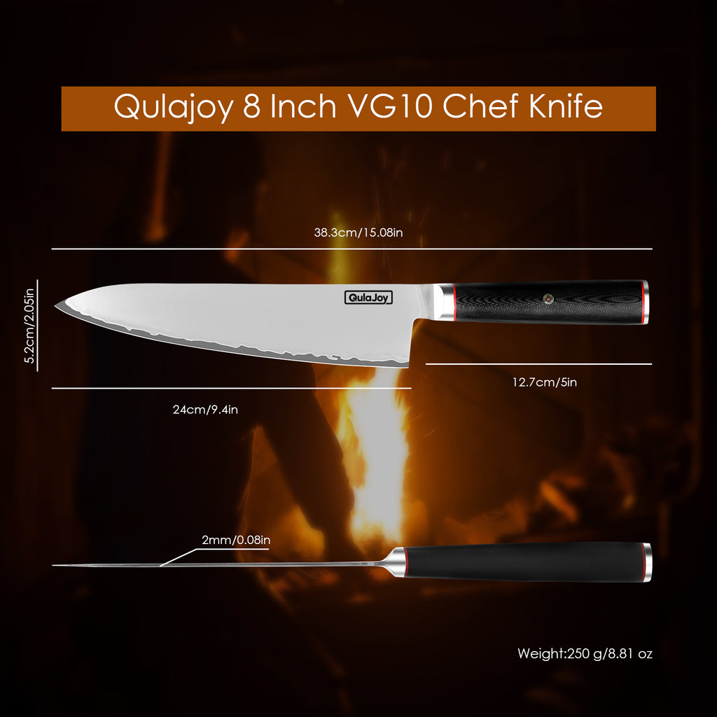 Shopi Vella 10Cr15MoV steel slicing knife Qulajoy 8 inch VG10 chef knife with black handle