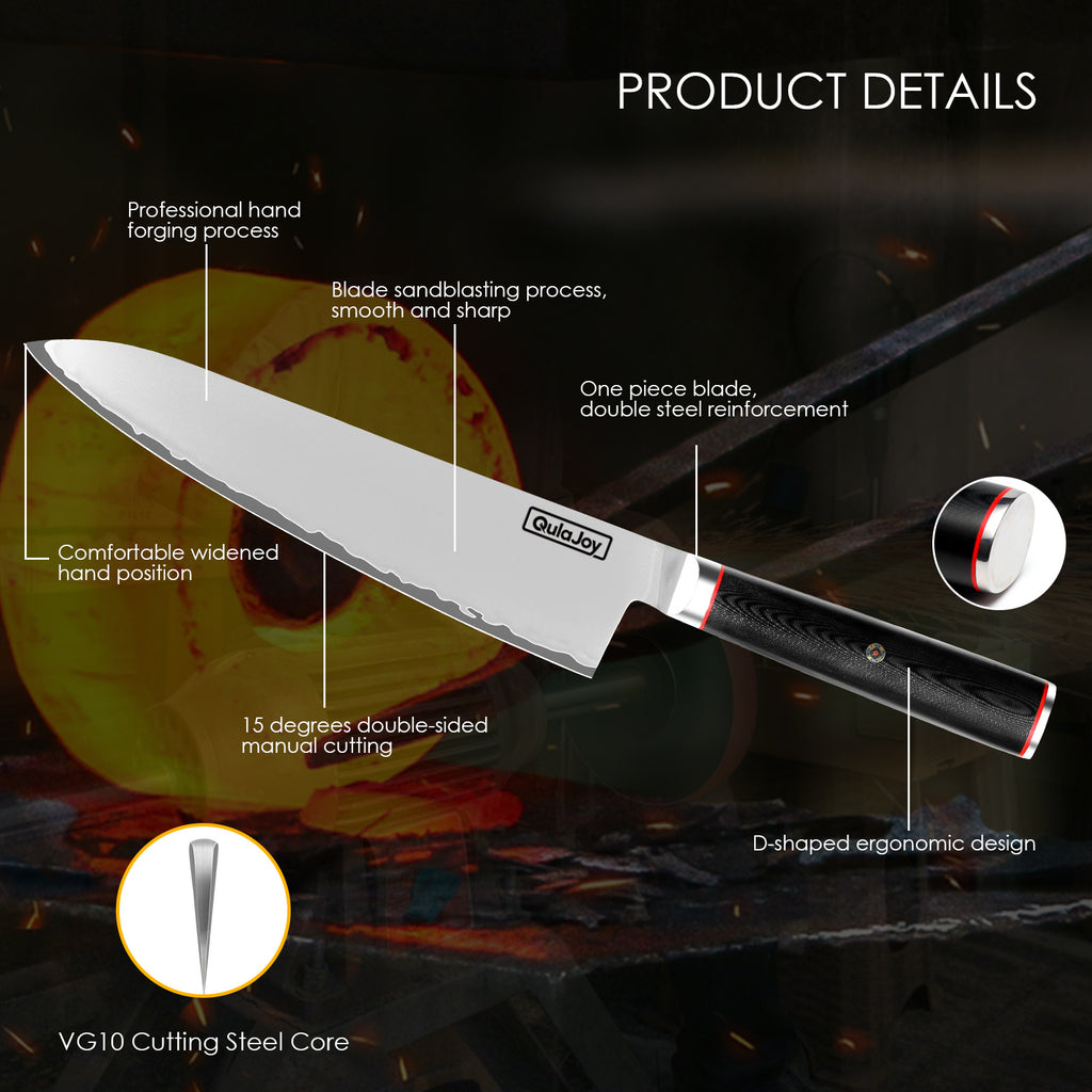 Shopi Vella 10Cr15MoV steel slicing knife with ergonomic handle and professional forging process