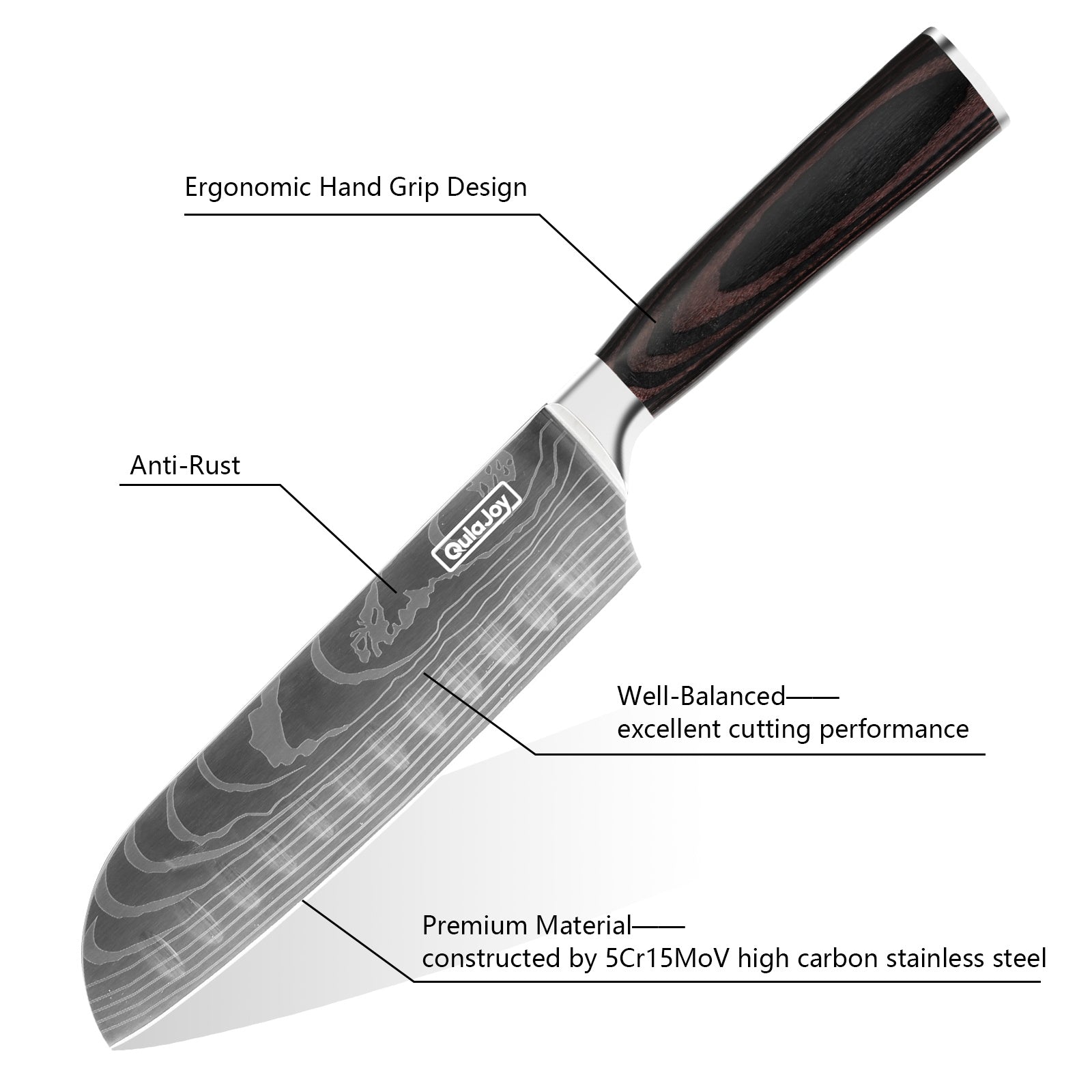 Shopi Vella Japanese chef knife for home cooking with ergonomic grip and high carbon stainless steel blade