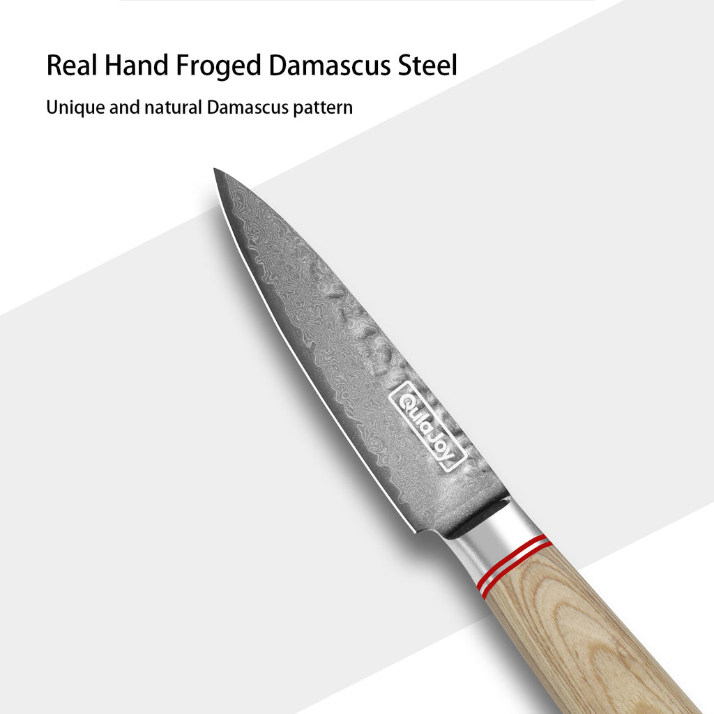Shopi Vella Nakiri knife Japanese vegetable with hand forged Damascus steel blade and wooden handle