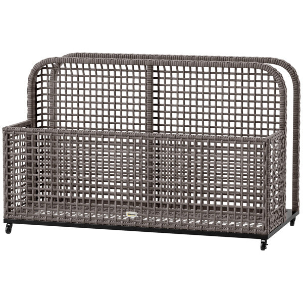 Shopi Vella rattan storage basket for home in dark brown with open weave design and wheels