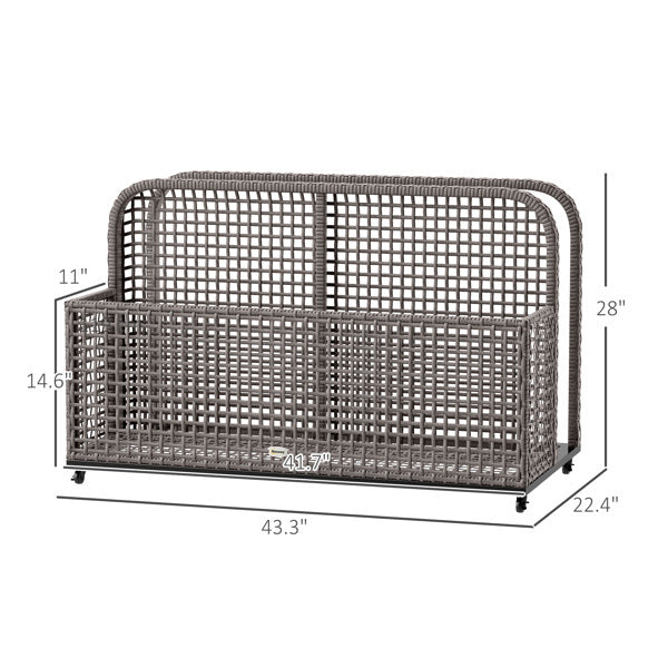 Shopi Vella rattan storage basket for home with large open weave design and wheels for easy mobility