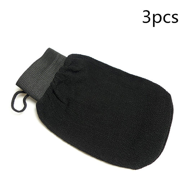 Shopi Vella black rayon bath glove exfoliating mitt for home storage bath use