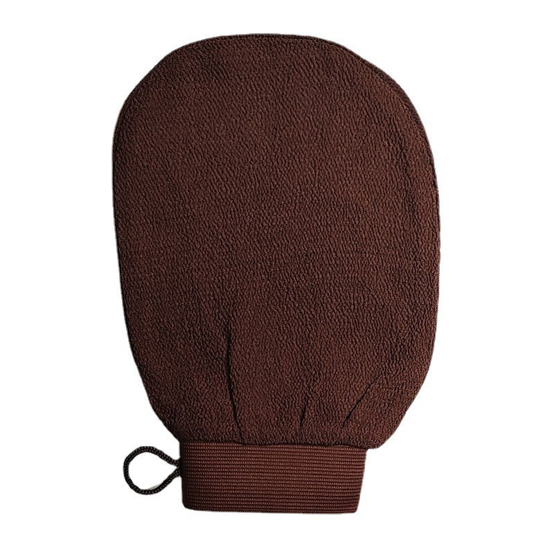 Shopi Vella brown rayon bath glove exfoliating mitt for skincare and home storage