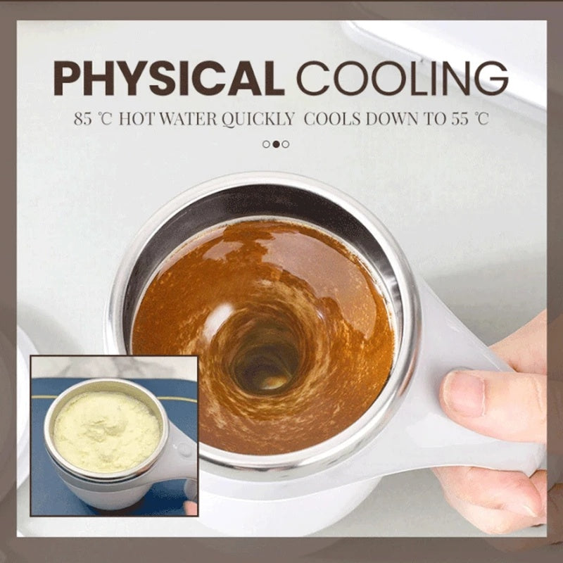 Shopi Vella rechargeable automatic stirring cup with physical cooling feature stirring hot liquid